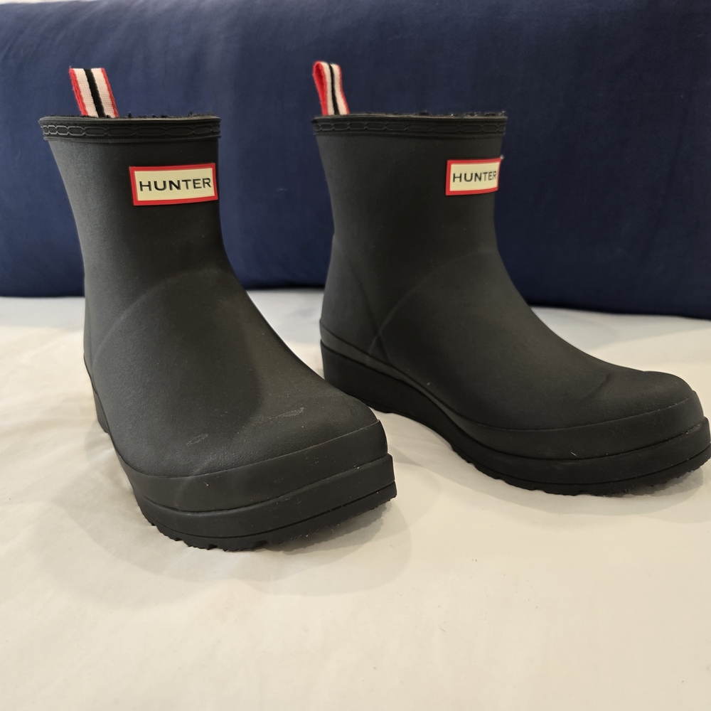 Hunter Kids Black and Red Rain Boots
